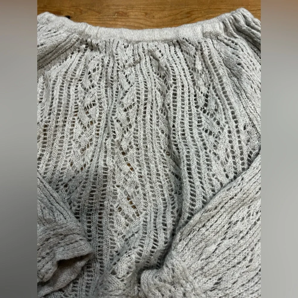 Free People Off-Shoulder Knit Sweater - Gray - Size Medium - Picture 6 of 6